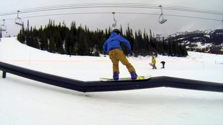 Fifty Fifty on a Snowboard
